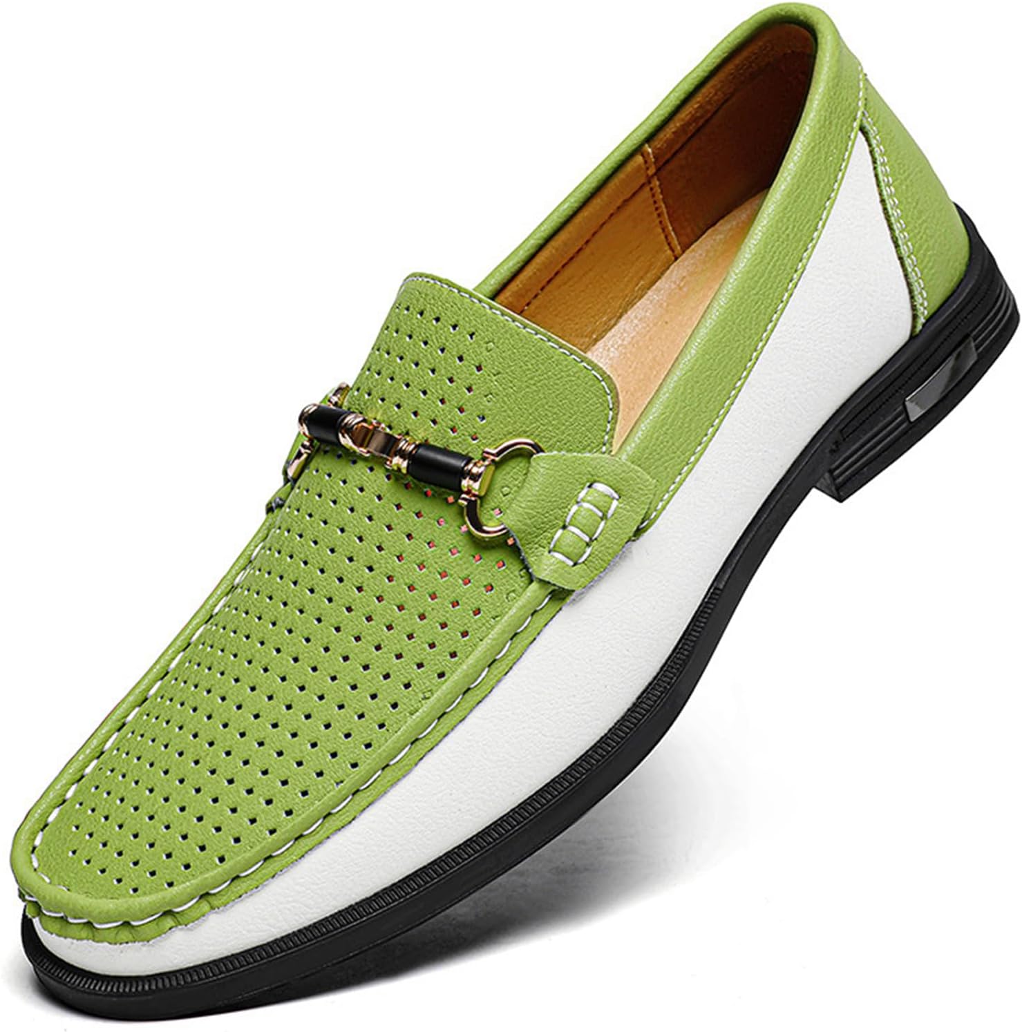 

Мужские модные туфли-лоферы с металлической пряжкой, формальные и деловые, повседневные мокасины, кожаная обувь Abborora, зеленый