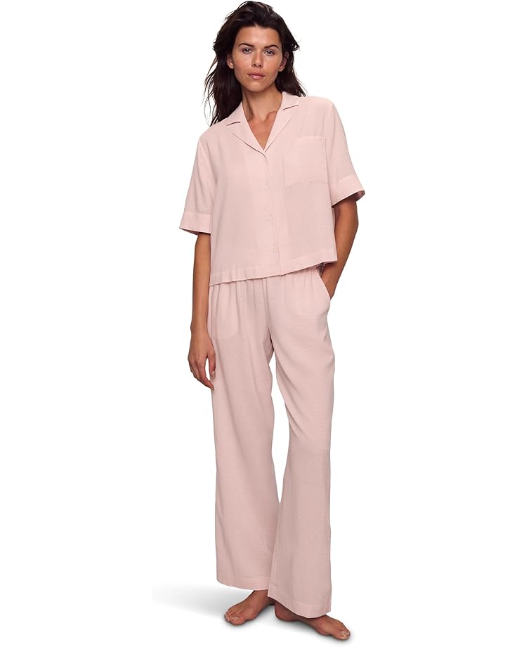

Пижама Eberjey Nautico Relaxed Short, цвет Feeder Stripes Pale Mauve/White