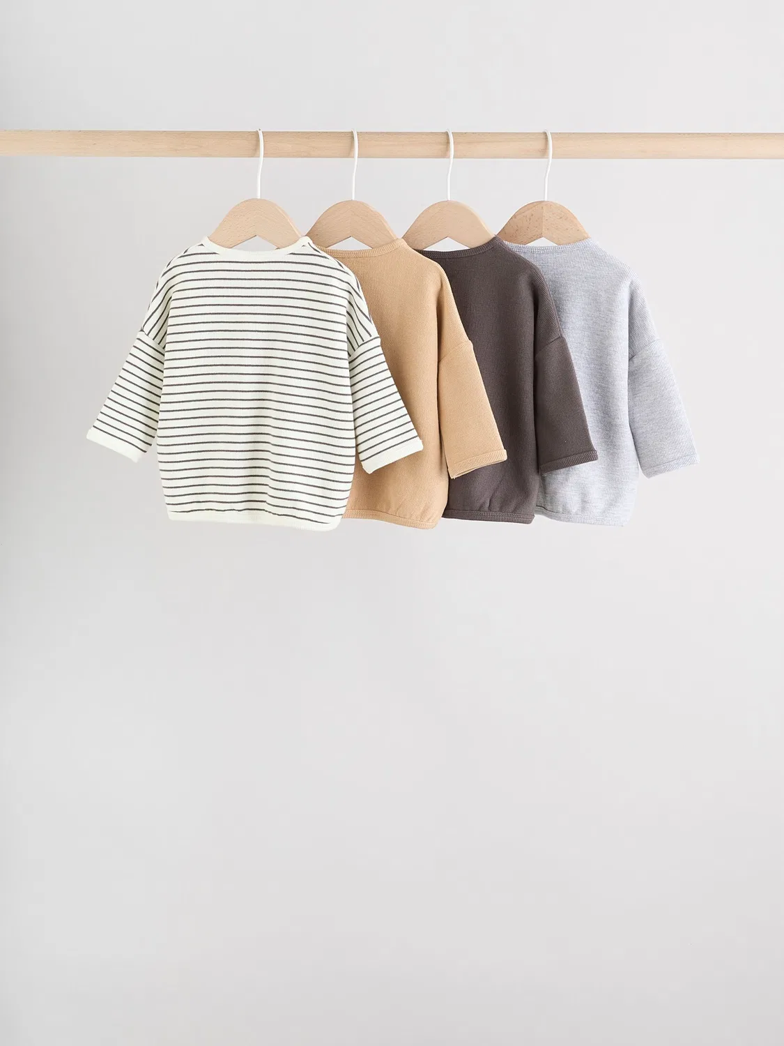 Комплект из 4 футболок с длинным рукавом, полоска, Mono Stripe Next, монохромный — фото 2