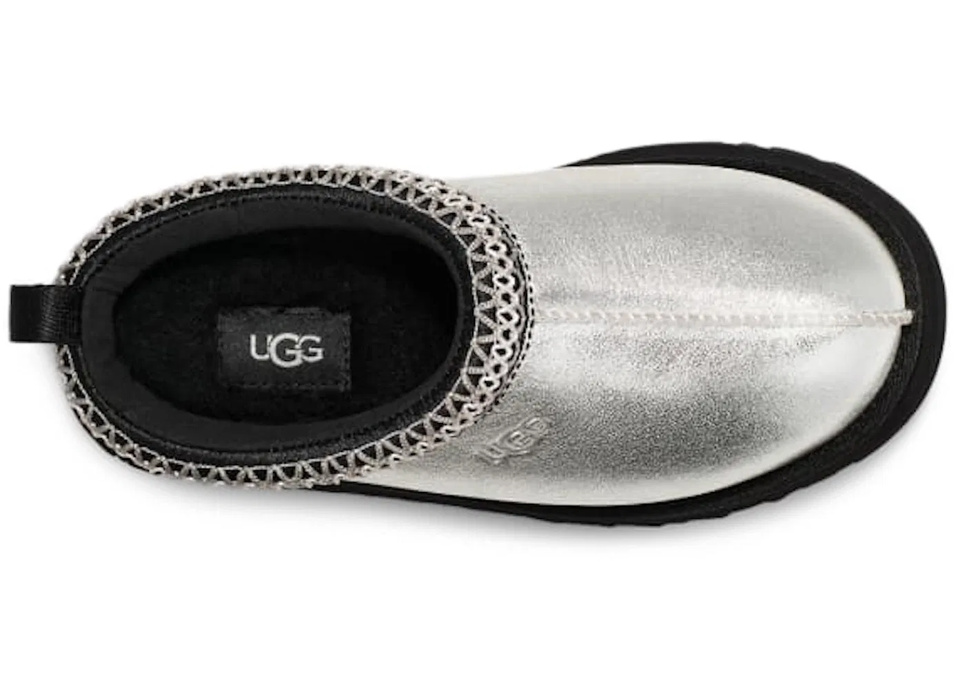 Детские тапки-слипперы UGG Tazz Leather Slipper, Silver Metallic — фото 2