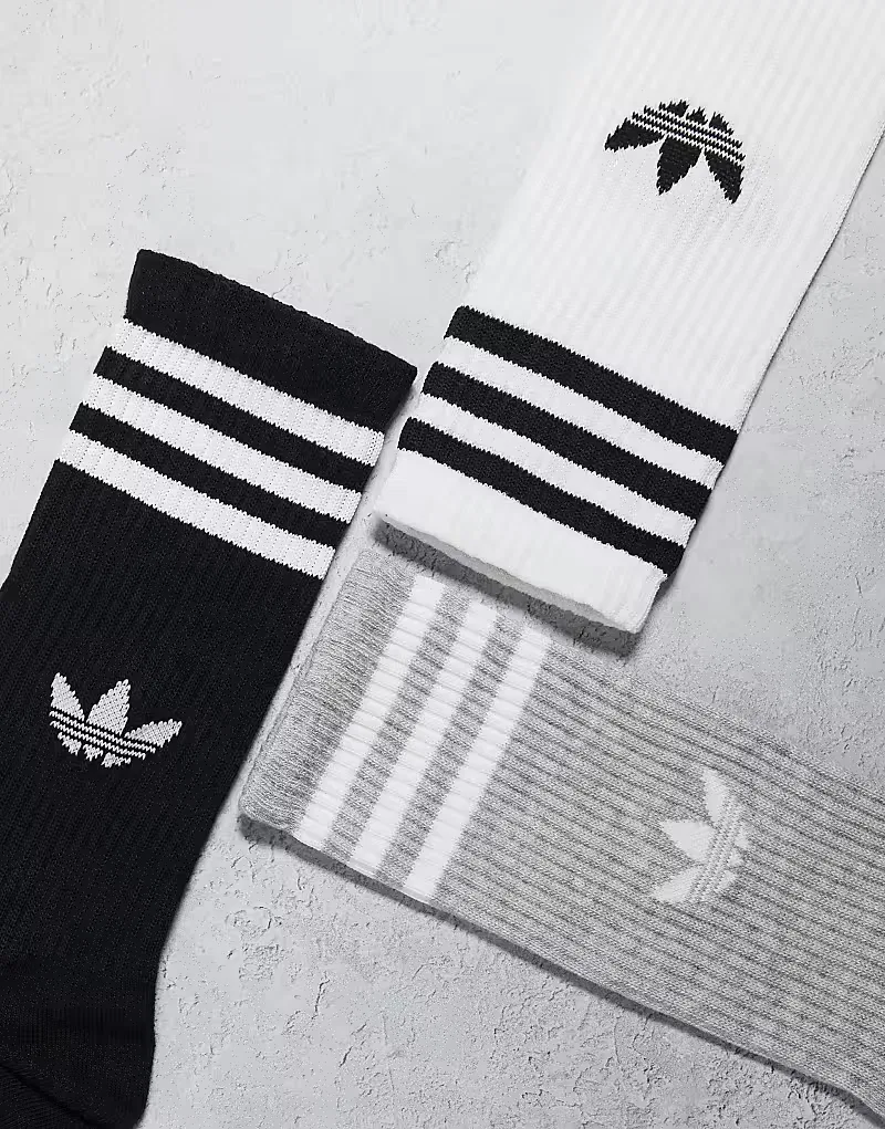 Носки высокие однотонные 3 пары Adidas Originals, белый — фото 2