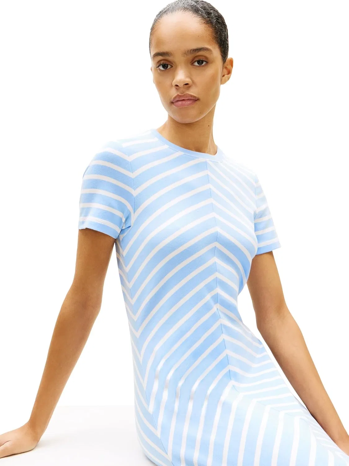 Женское повседневное платье-футболка Tommy Hilfiger, Vessel Blue/Ecru Stripe — фото 2