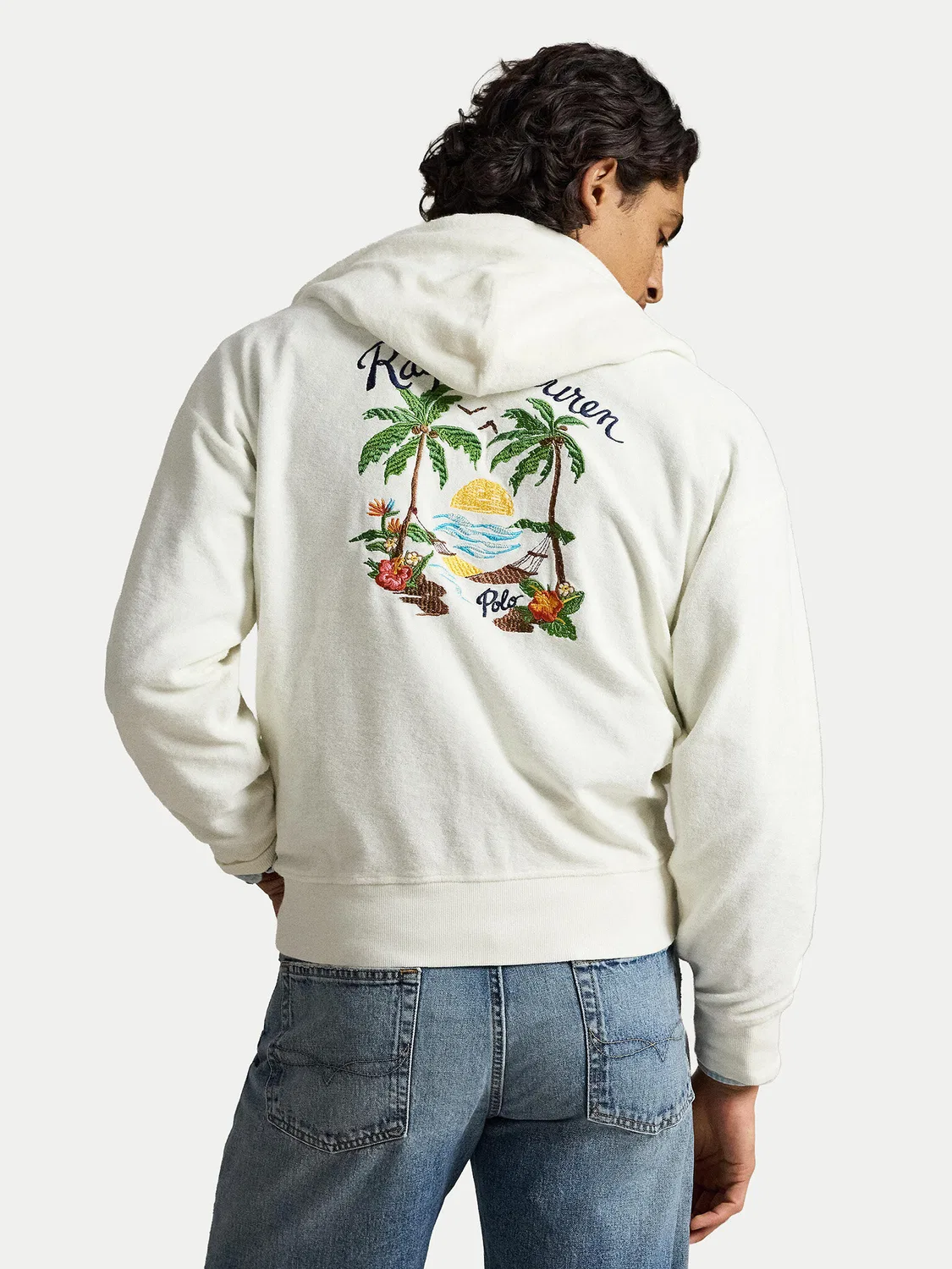 Мужской свитшот свободного кроя Polo Ralph Lauren, кремовый — фото 3