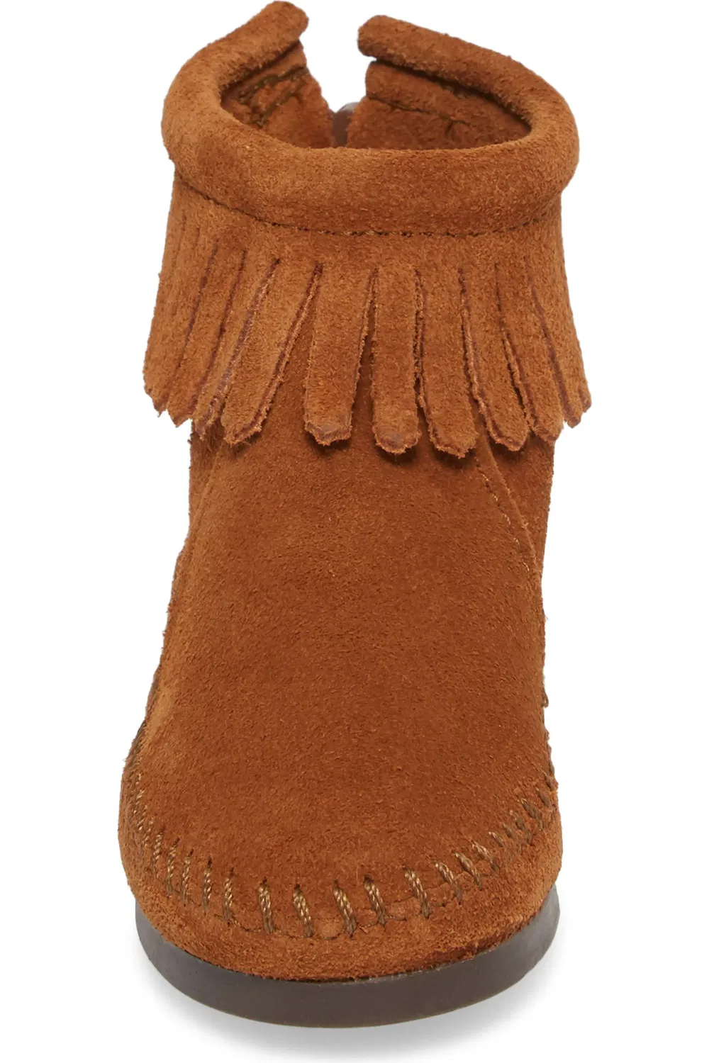 Детские ботинки с бахромой Back Zip Minnetonka, коричневый — фото 4