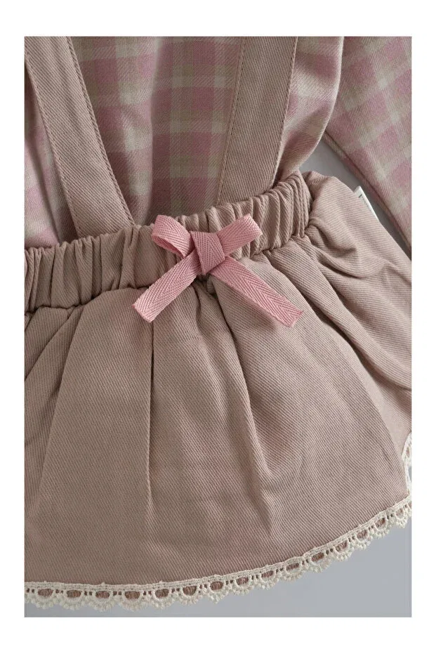 Детский комплект для девочек клетчатый Mini Baray, Pink — фото 3