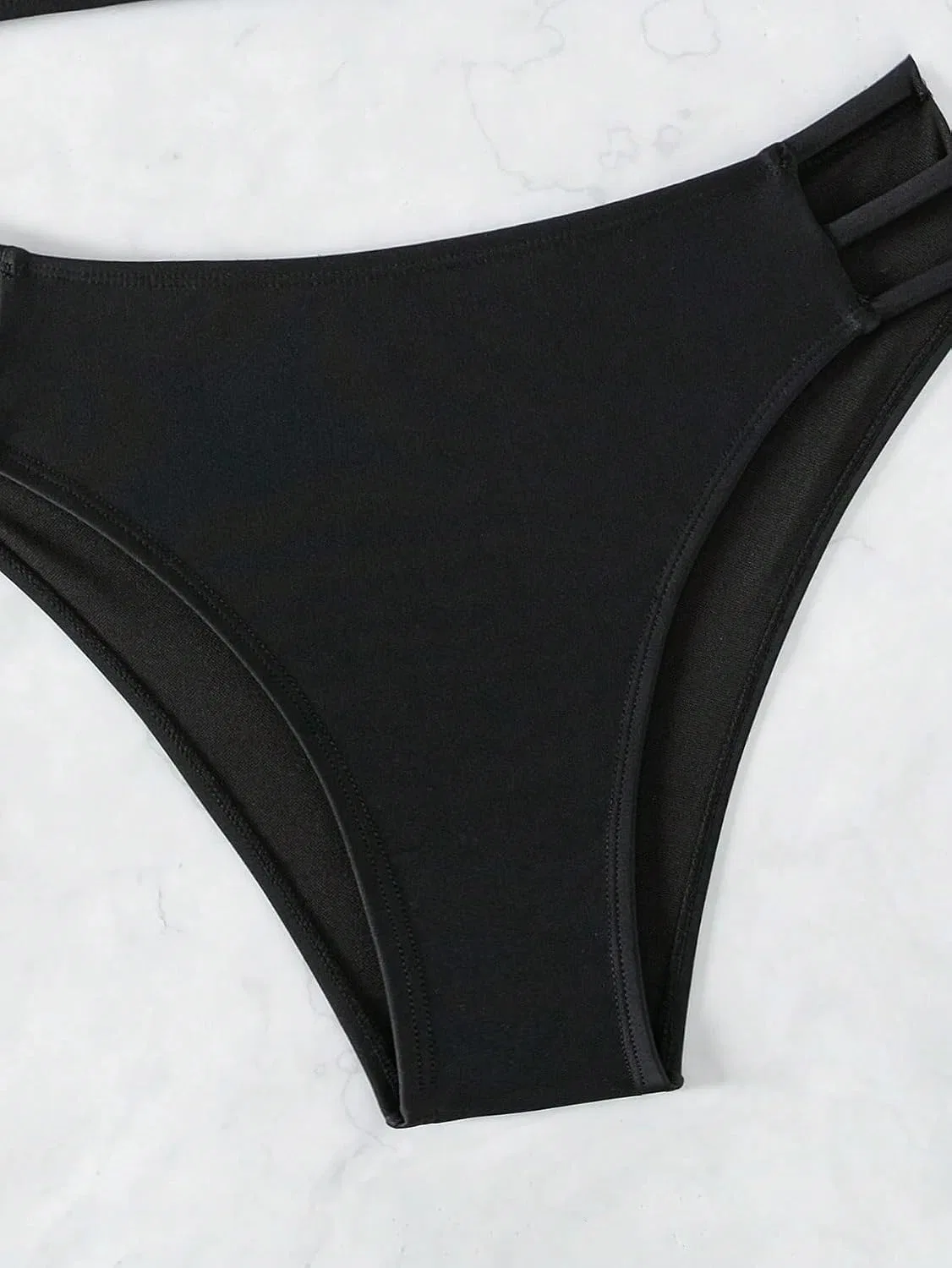 Женский бикини-комплект с высокой талией Backless Criss Cross, Black — фото 4