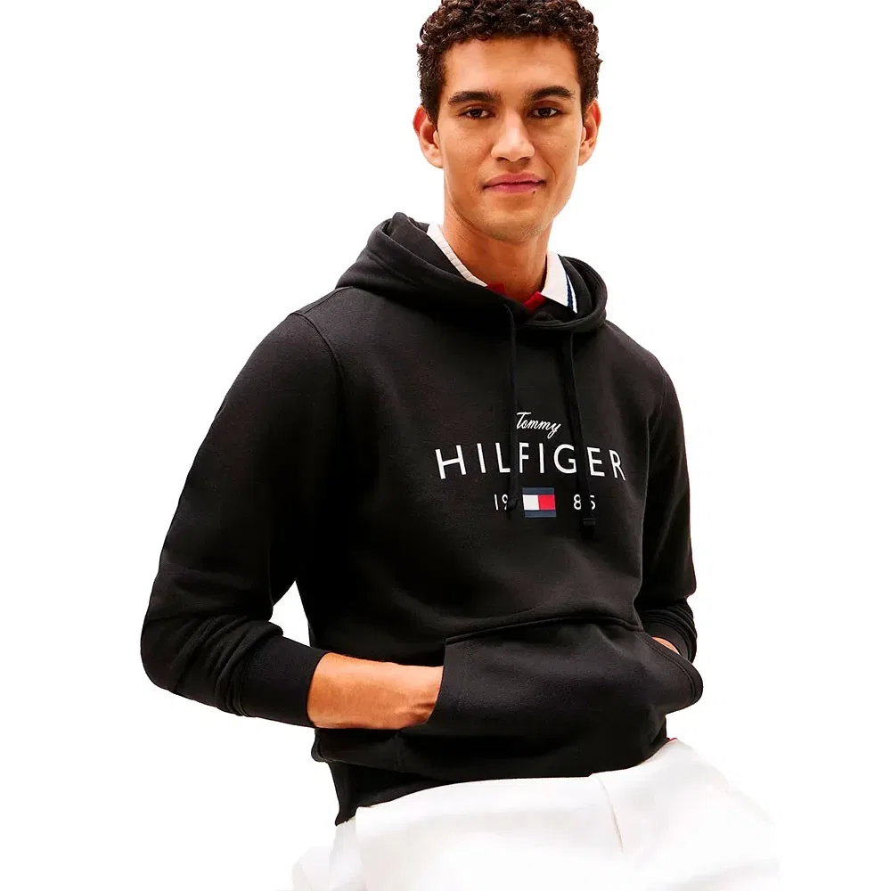 Мужской худи с принтом Logo Graphic Tommy hilfiger, Black — фото 4