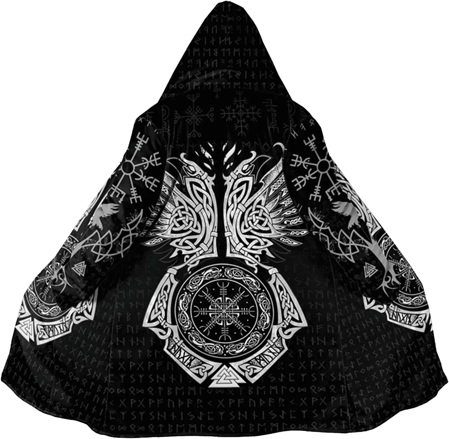 Мужская куртка-парка с капюшоном, с принтом, Viking Tattoo, Odin's Raven Cape