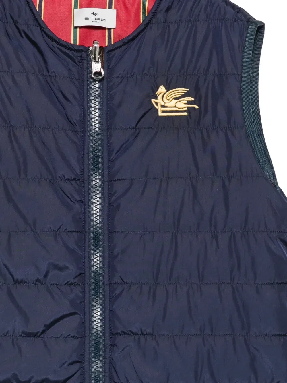 Стеганый жилет с вышивкой Pegaso ETRO KIDS, синий — фото 3