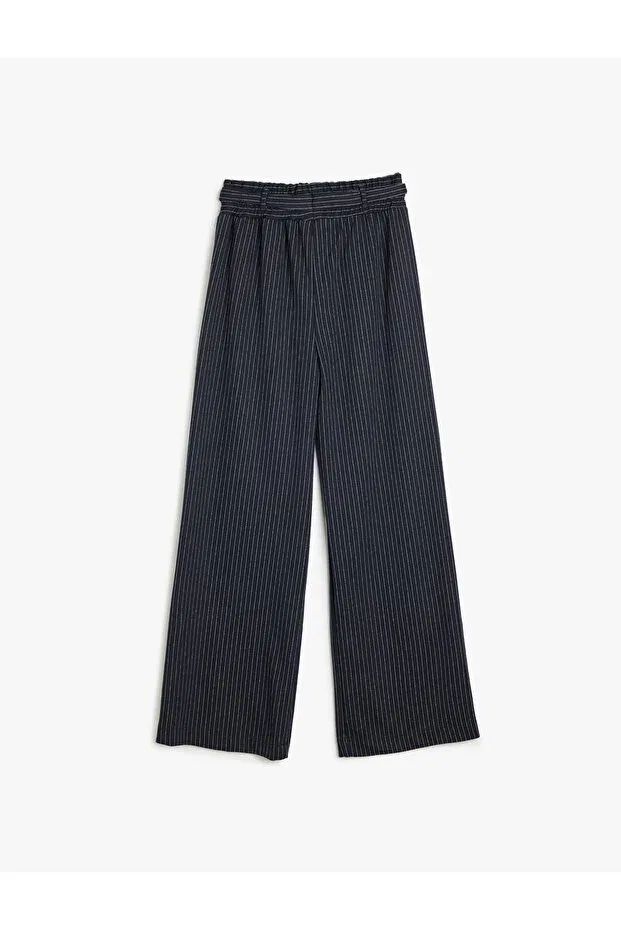 Детские брюки для девочек широкие с эластичным поясом Koton, Navy Blue Striped — фото 2