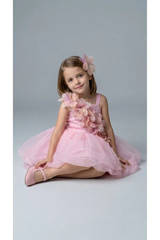 Детское платье для девочек с принтом Floral pink balloon dress Modabesta, Pink — фото 2