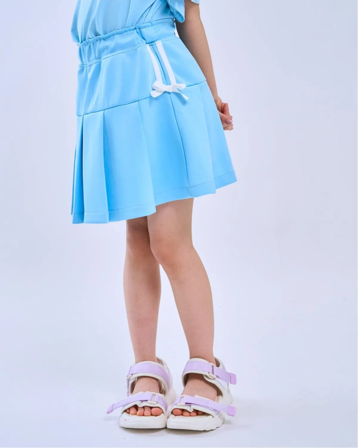 Детская юбка с контактной прохладой, с принтом, модель Ribbon Line Tuck, minimal, Black — фото 2