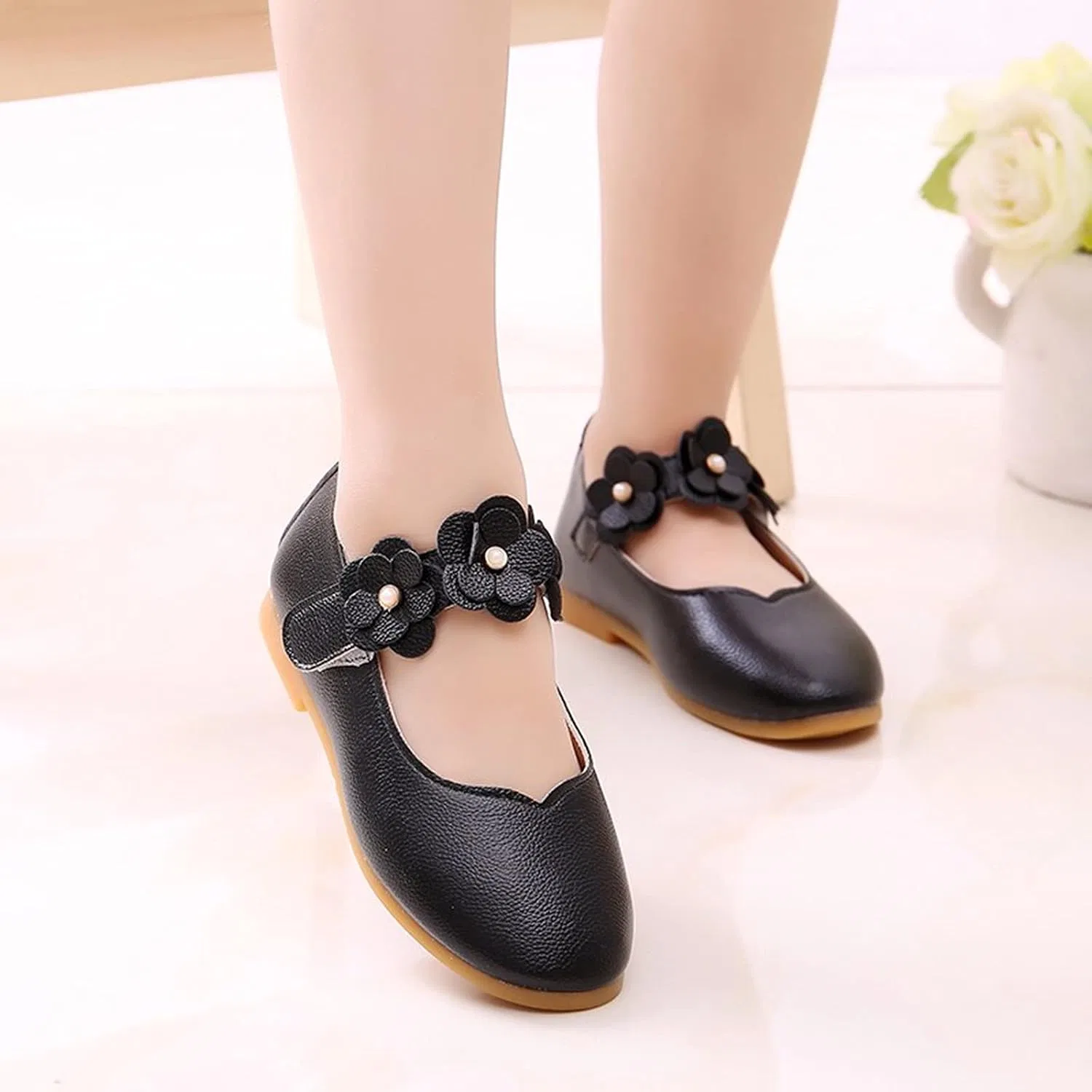 Детские балетки для девочек с принтом Angela Dress Mary Jane Ballet Flats, Black — фото 2