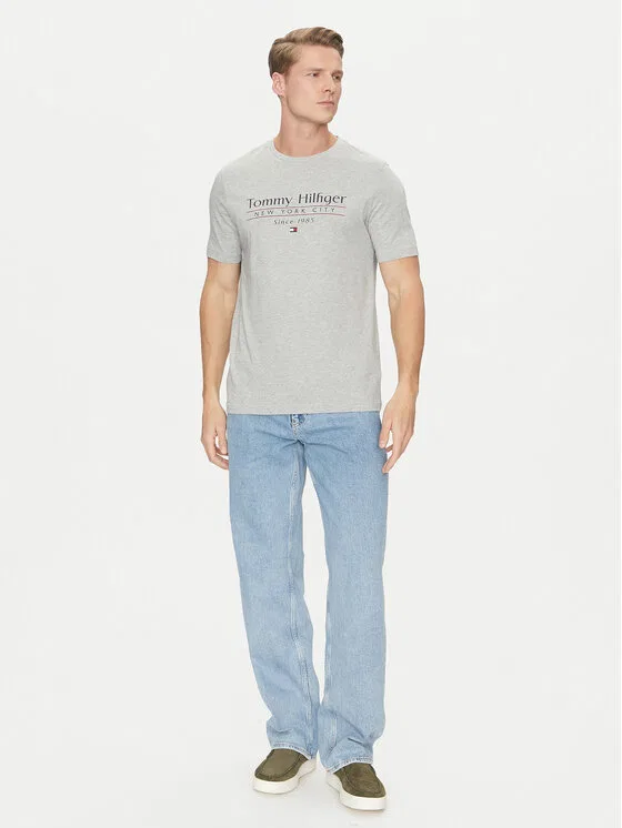 Футболка regular fit Center Stack Tommy Hilfiger, серый — фото 2