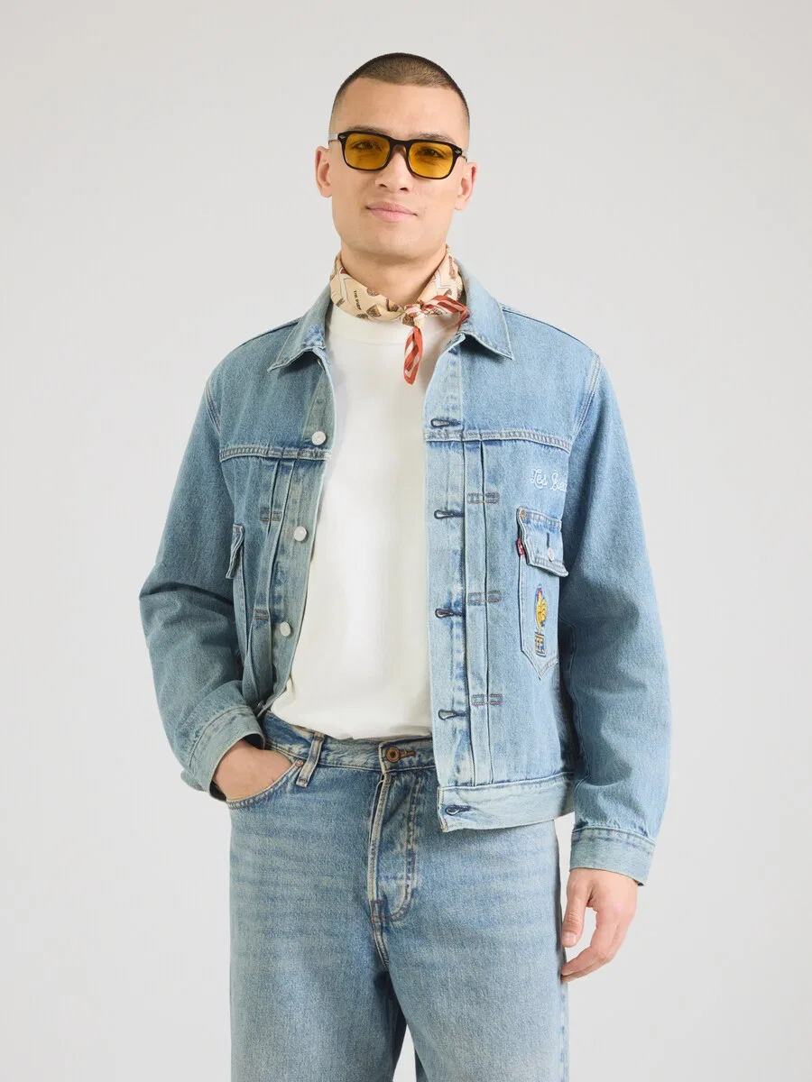 Куртка LEVI'S Between-Season Jacket 'France Football Type II' в королевском синем цвете и синем джинсовом исполнении — фото 4