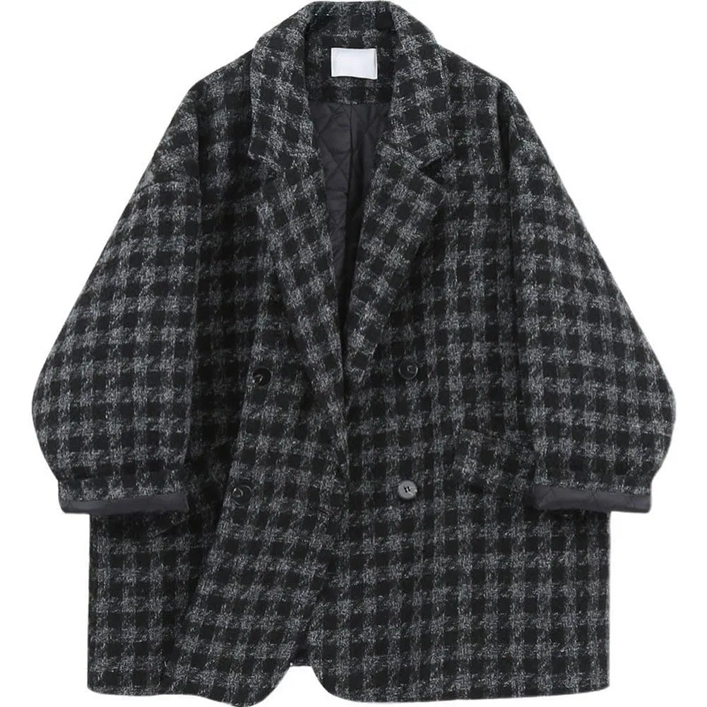 Женское зимнее пальто с принтом Oversized Houndstooth, grey