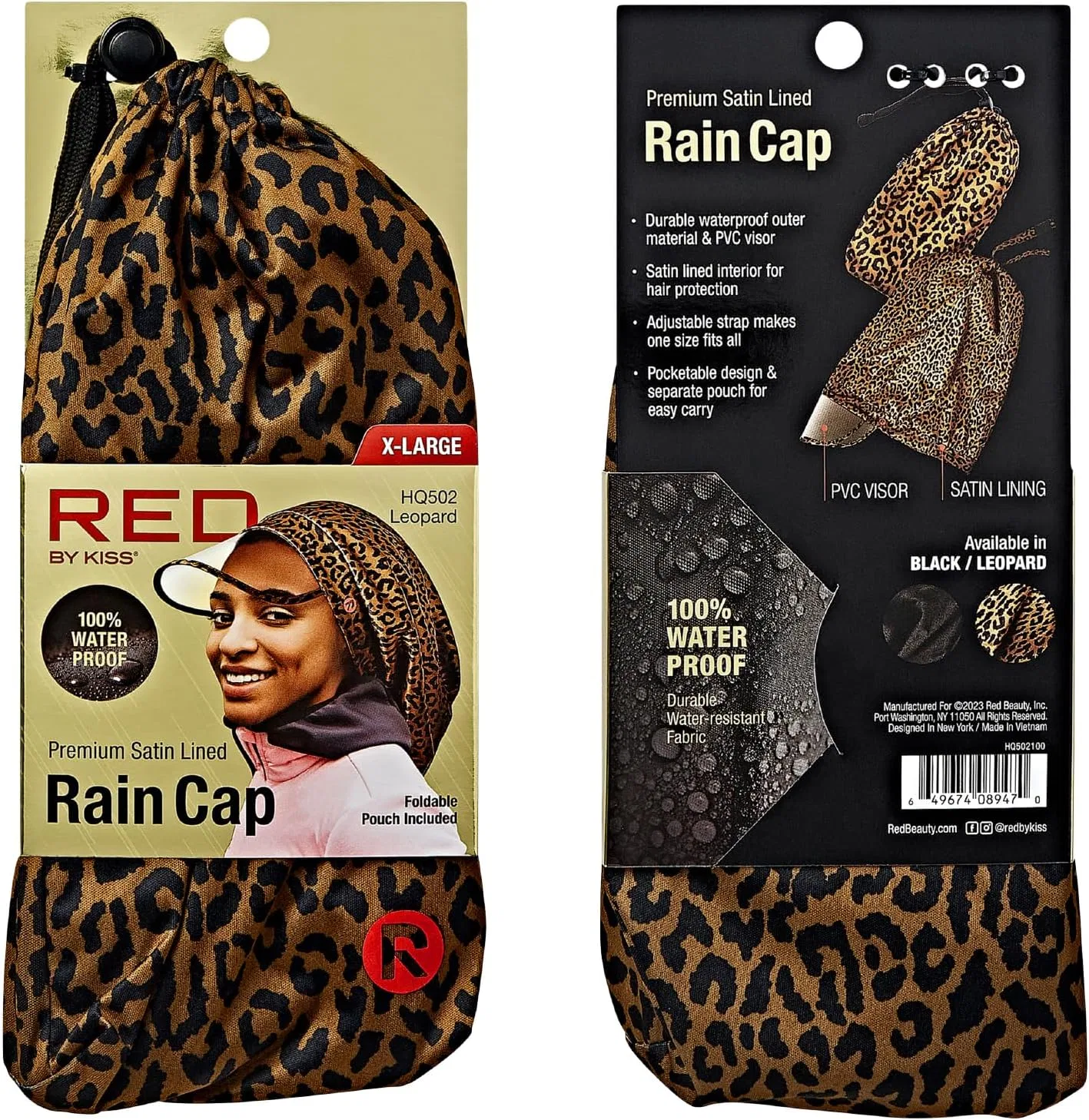 Бейсболка дождевая Red by Kiss с сатиновой подкладкой, XL, Leopard Print — фото 2