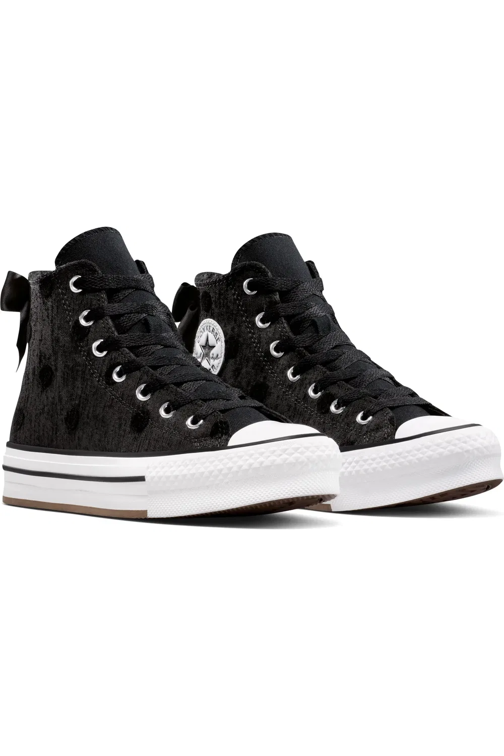 Кроссовки детские на платформе Chuck Taylor All Star Lift Bow Converse, черный/белый/черный