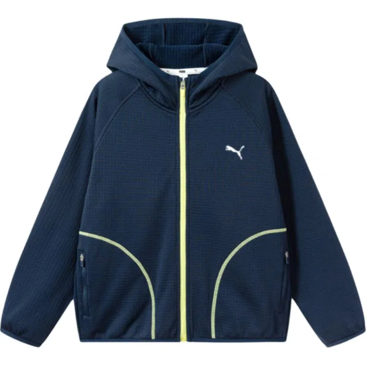 Куртка детская с капюшоном, умеренная растяжимость, PUMA, Dark Blue