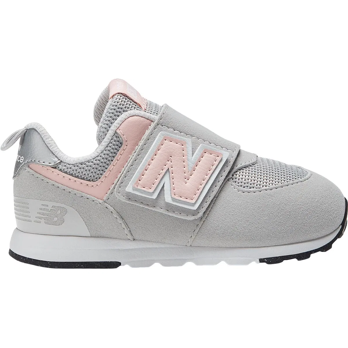 Детские кроссовки для мальчиков на липучке 574 new-b hook & loop shoe New Balance, Rain Cloud/Pink Haze