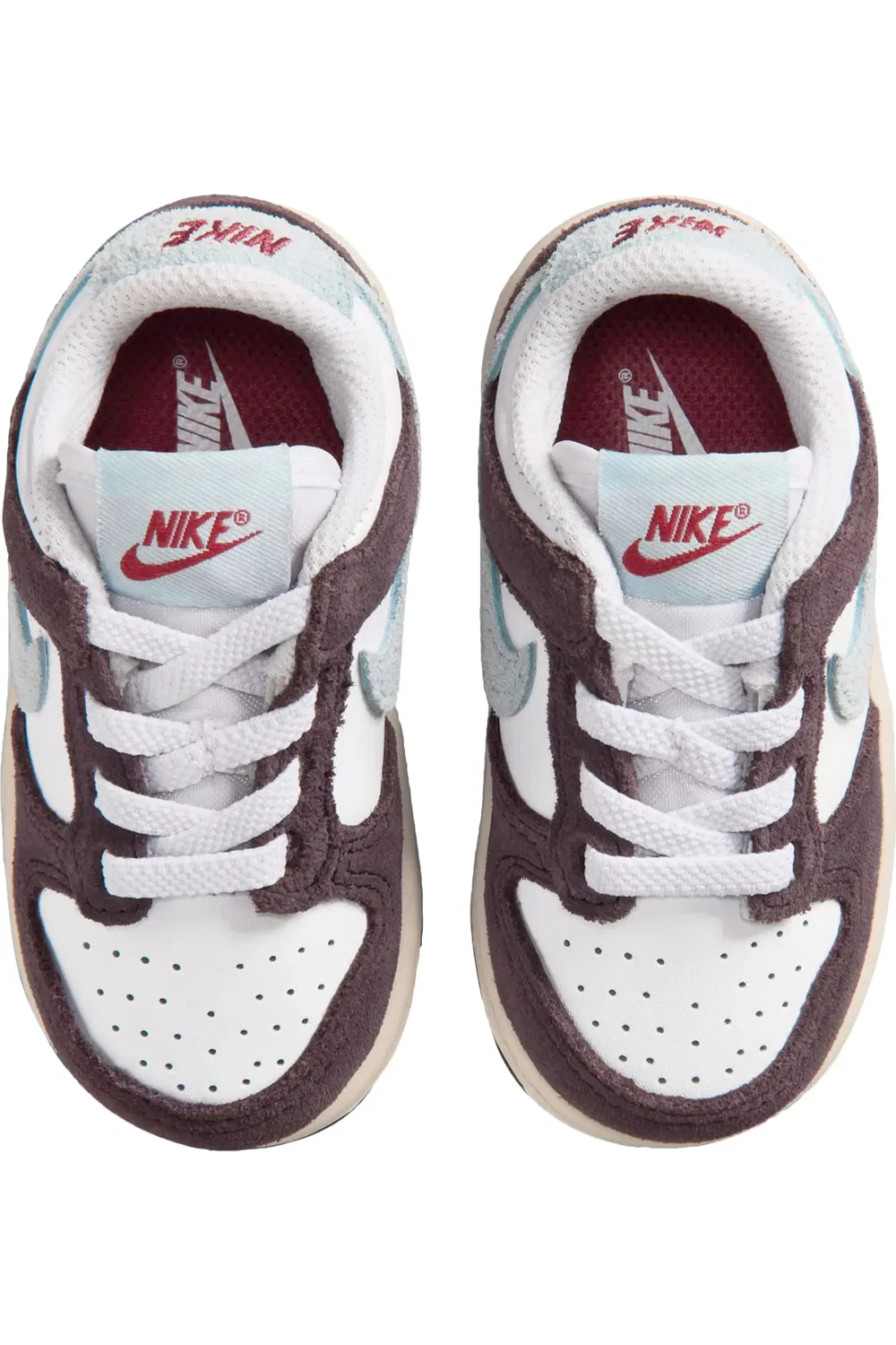 Кроссовки детские баскетбольные Dunk Low Nike, White/Burgundy/Glacier Blue — фото 3