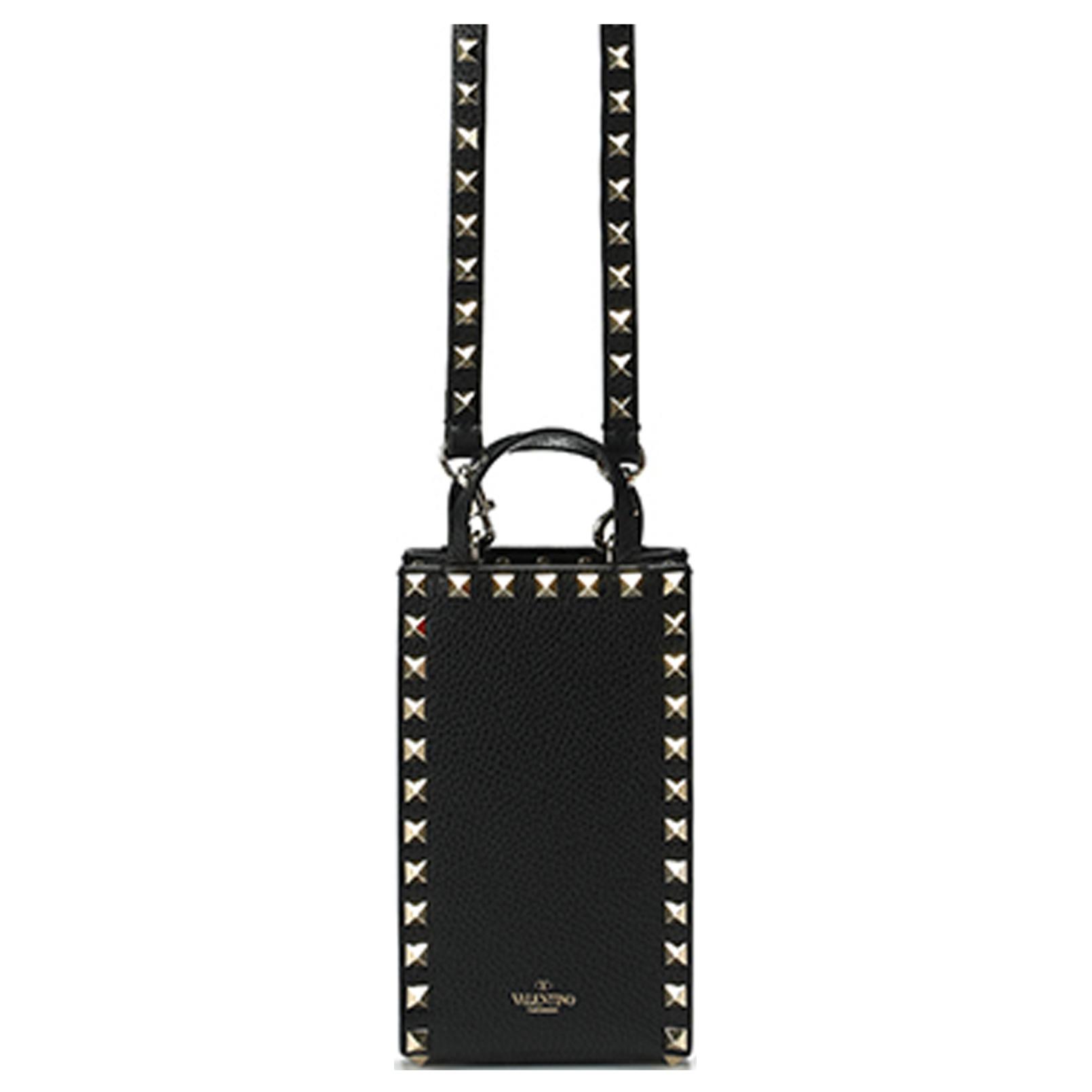 

Valentino Кожаный чехол для мобильного телефона, сумочка, сумка через плечо, женская сумка-кроссбоди, черный