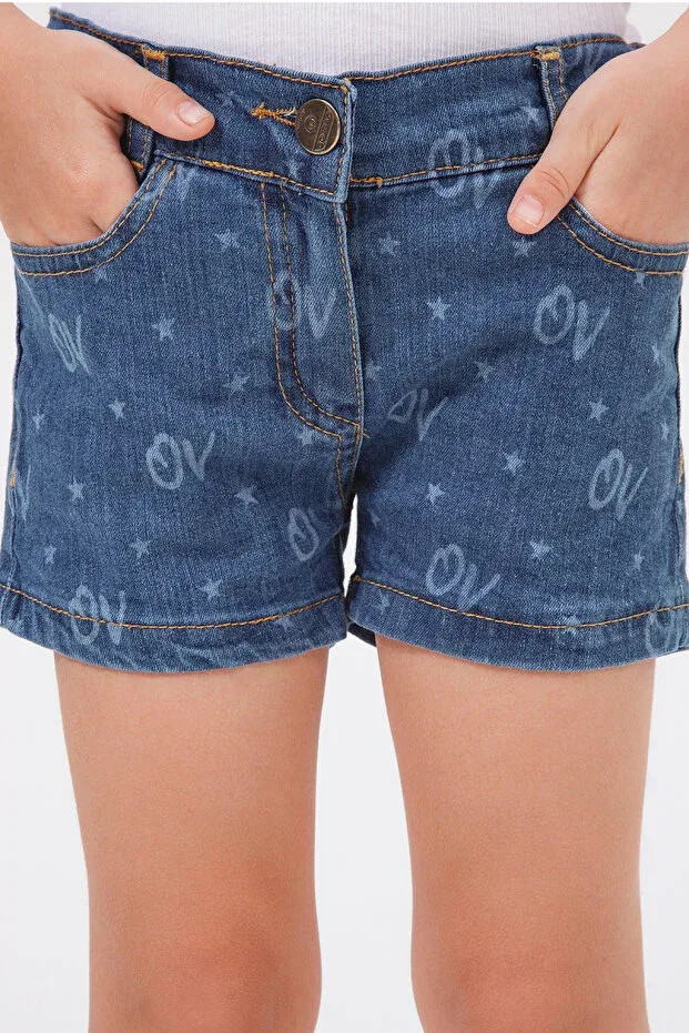 Детские шорты для девочек с принтом Basics Overdo, Blue