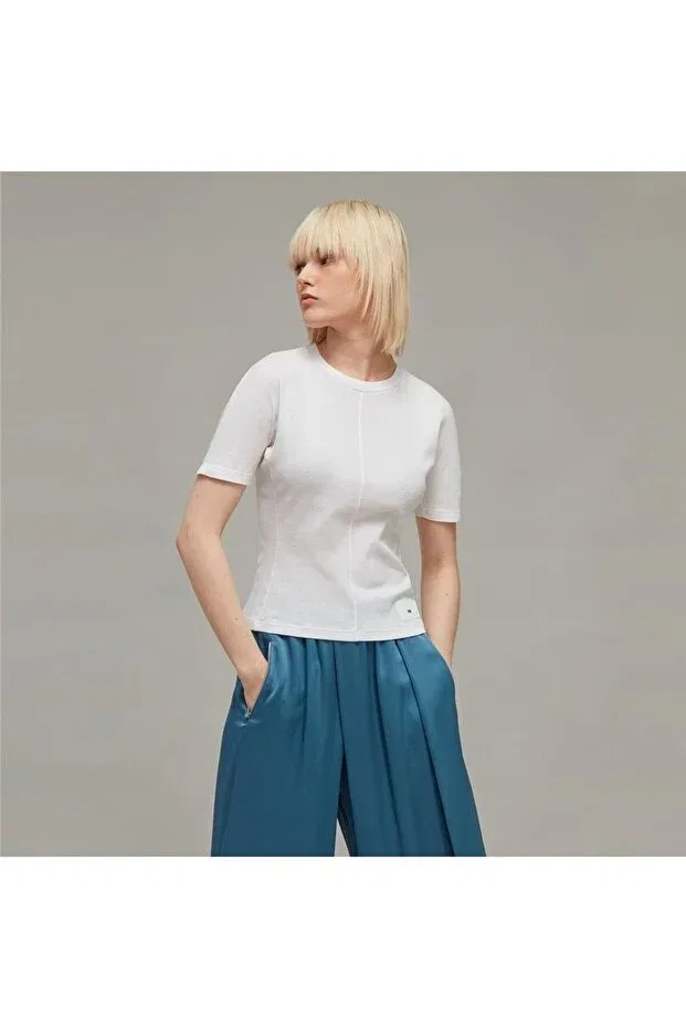 Женская футболка хлопковая Fitted ss tee women's t-shirt hy1403 Adidas, Cwhite