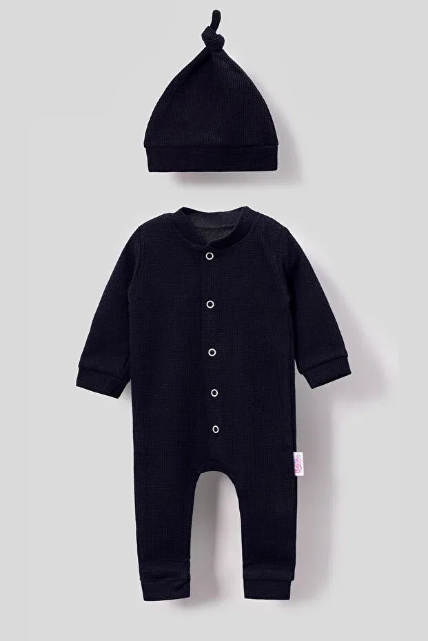 Детское боди-комбинезон для девочек с принтом Waffle Basics Bubito, Navy Blue