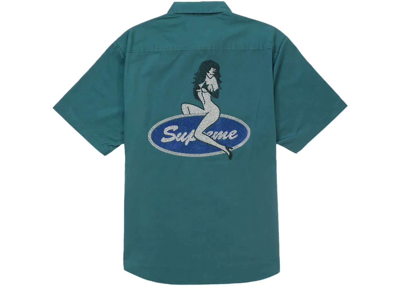 Мужская рубашка с принтом Rhinestone Pin Up Supreme, Green