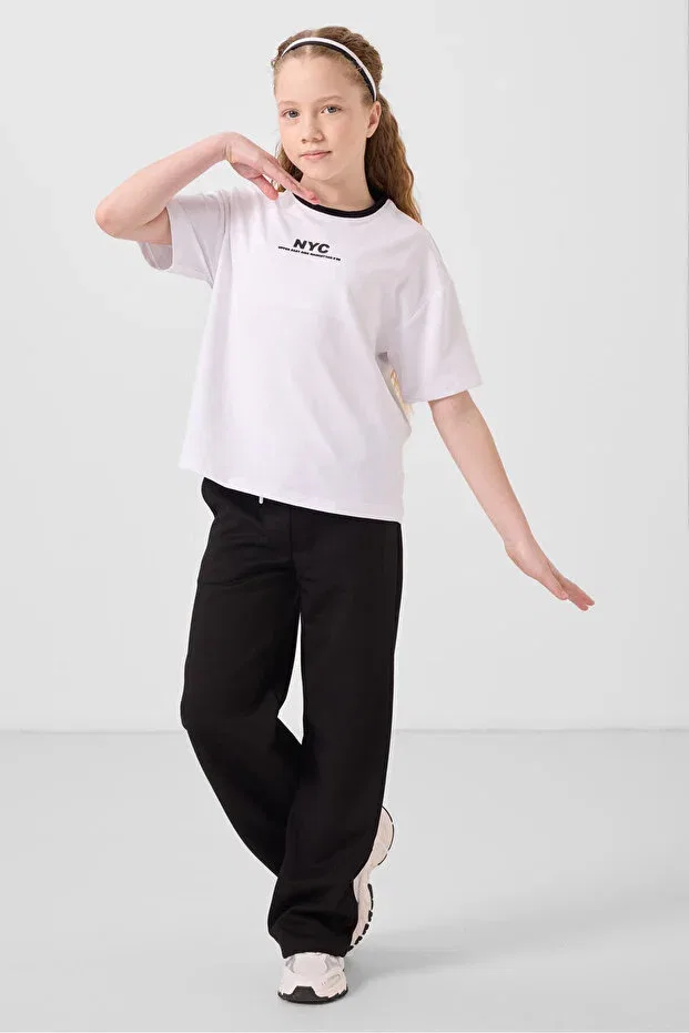 Детский спортивный костюм для девочек с принтом Tommy Life, White-Black