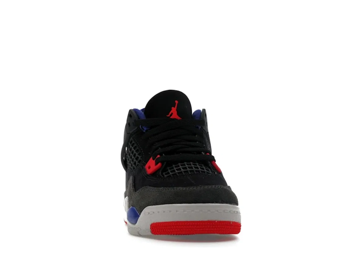 Детские кроссовки Lifestyle с верхом из кожи и текстиля Jordan 4 Retro Jordan, Black/Fire Red/Deep Royal Blue/Dark Smoke Grey/Tech Grey — фото 2