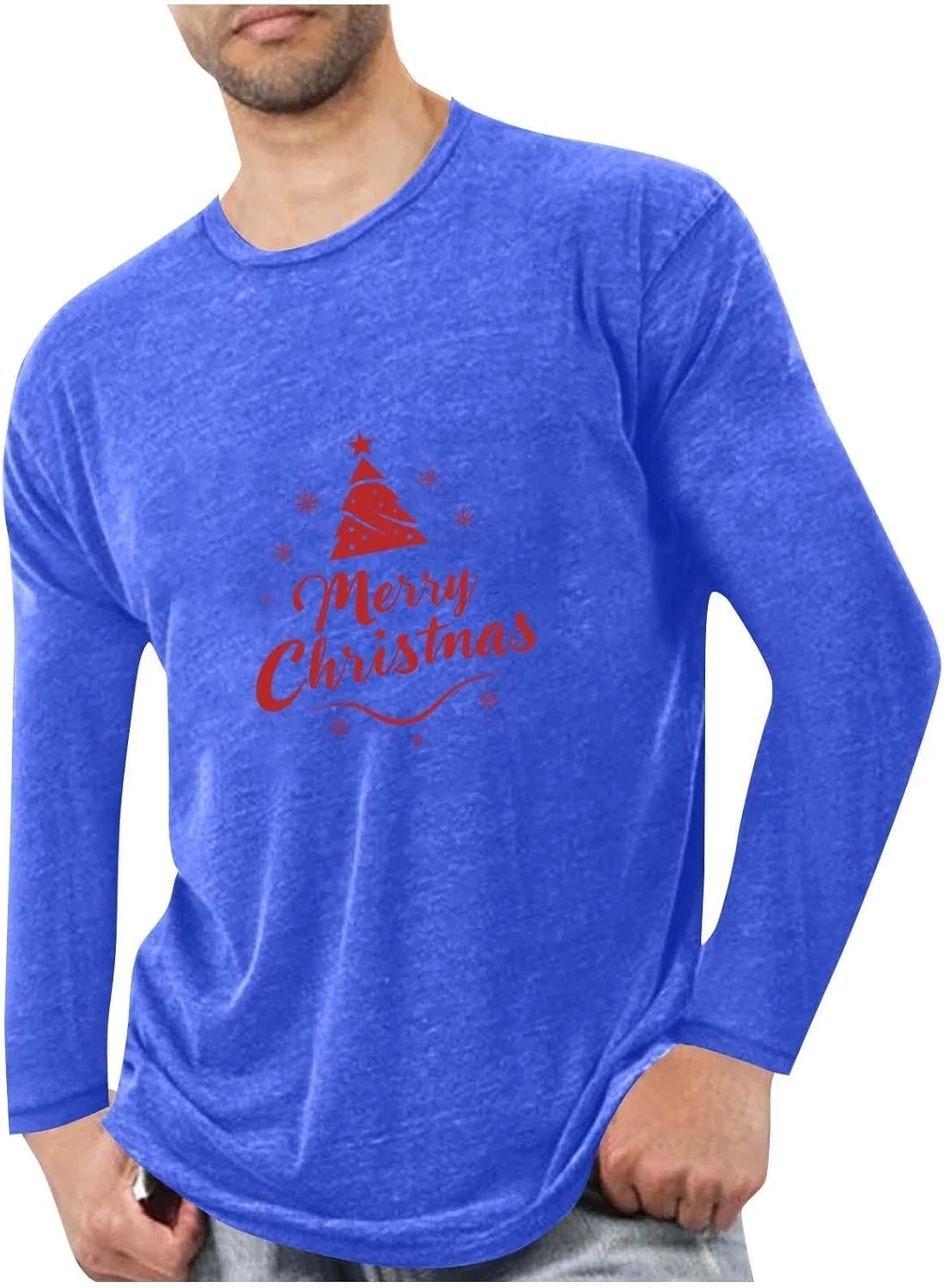 Мужская футболка с рождественским принтом Pullover Crewneck, Blue