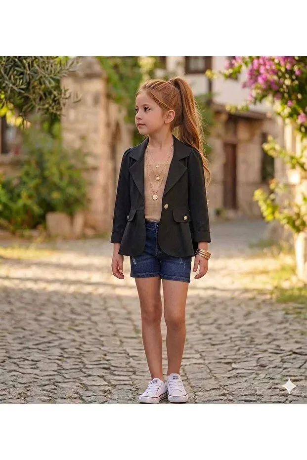 Детский блейзер для девочек хлопковый Basics May Marka, Black