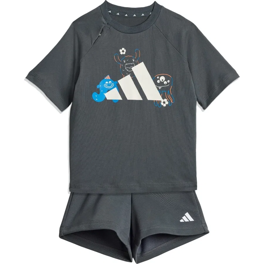Комплект из футболки и шорт с принтом Tiro_nster adidas, Серо-белый