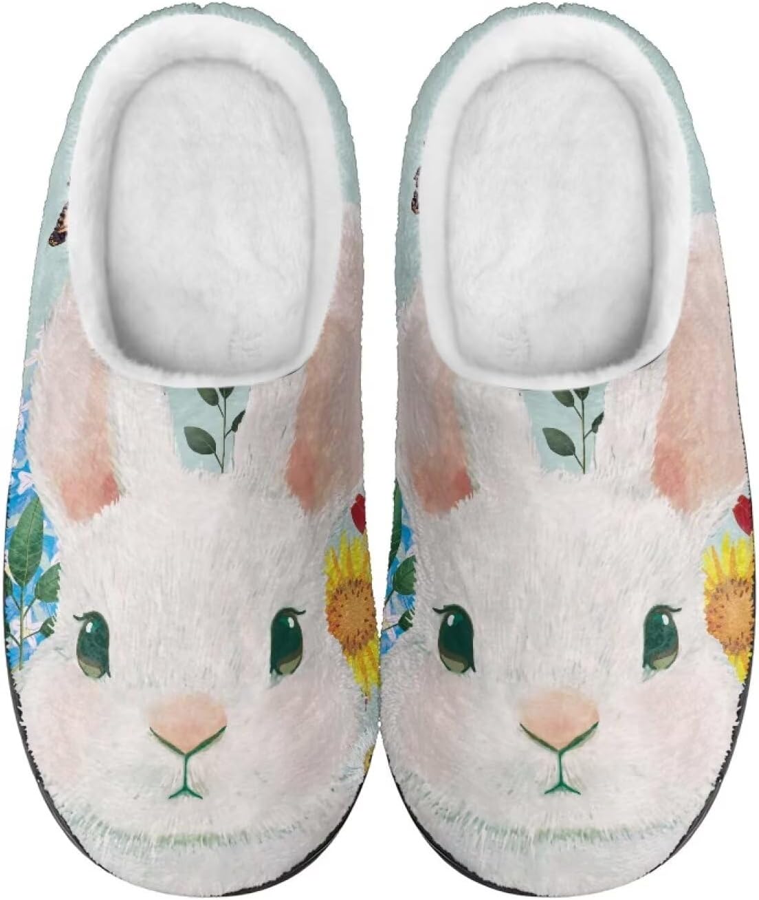 

Мужские и женские плюшевые тапочки для пары, фланелевые теплые мягкие уютные тапочки, домашние тапочки для спальни и улицы, размеры 3-15 Zcfygdx, Cute Rabbit Patterned Print