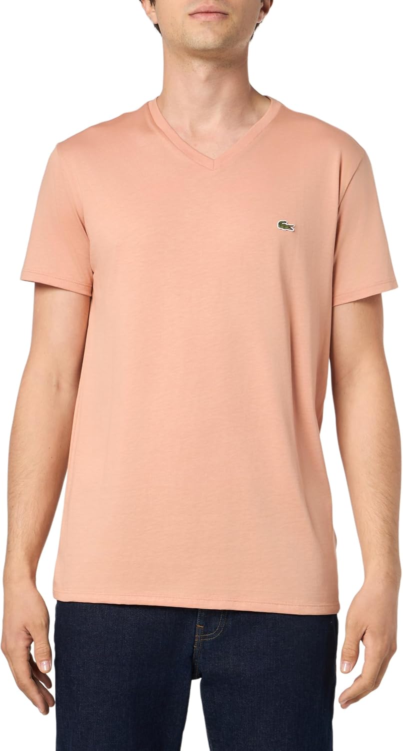 

Мужская футболка Lacoste с коротким рукавом и V-образным вырезом из хлопкового джерси Pima, Brown, Коричневый, Мужская футболка Lacoste с коротким рукавом и V-образным вырезом из хлопкового джерси Pima, Brown