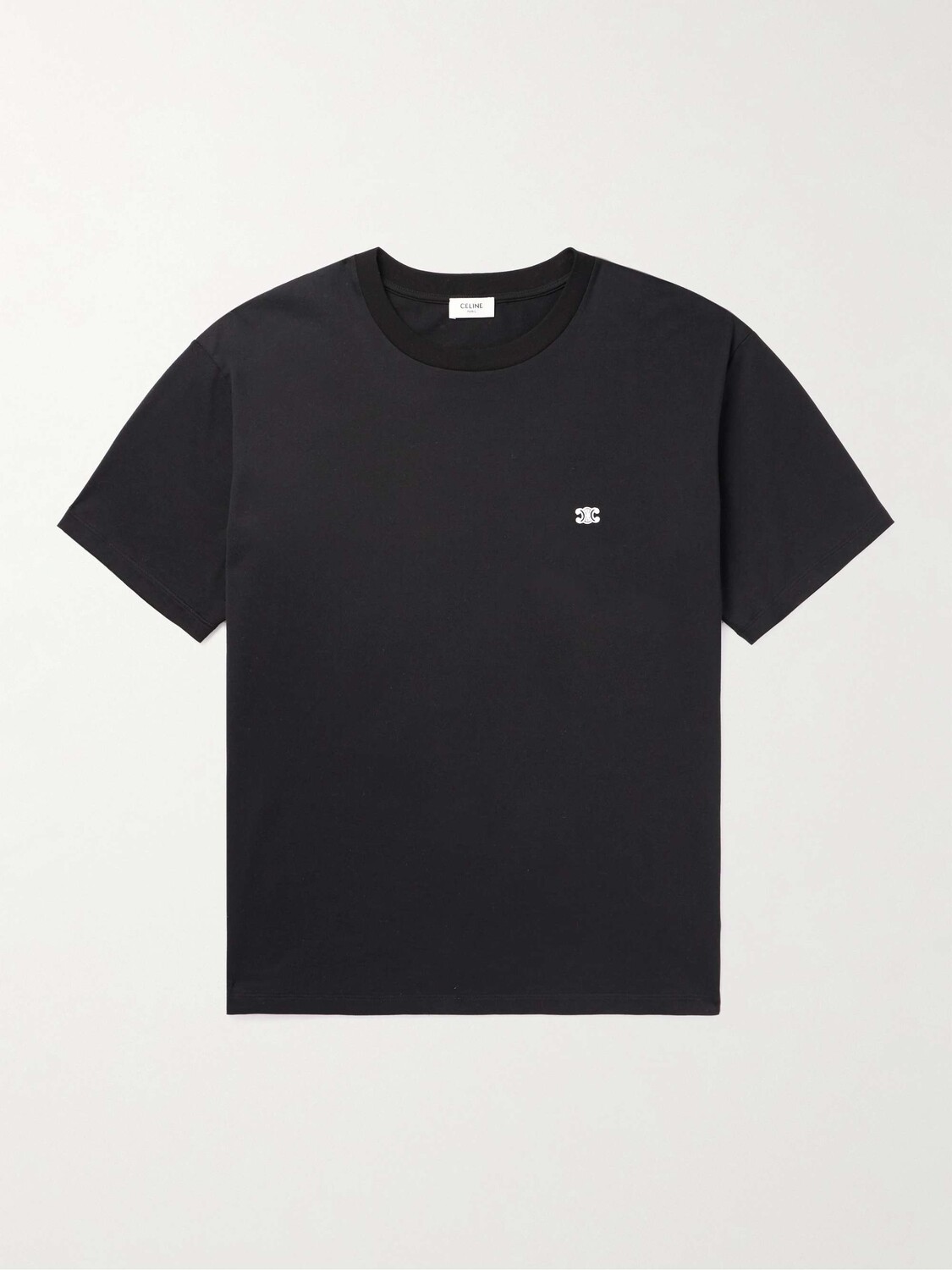 

Футболка из хлопкового джерси с вышитым логотипом Celine Homme, черный
