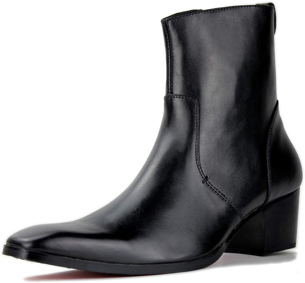 

Мужские кожаные ботинки OSSTONE Chukka Дизайнерские ботинки из телячьей кожи Повседневные туфли на каблуке на молнии OS-JY002-Black-Calfskin-US