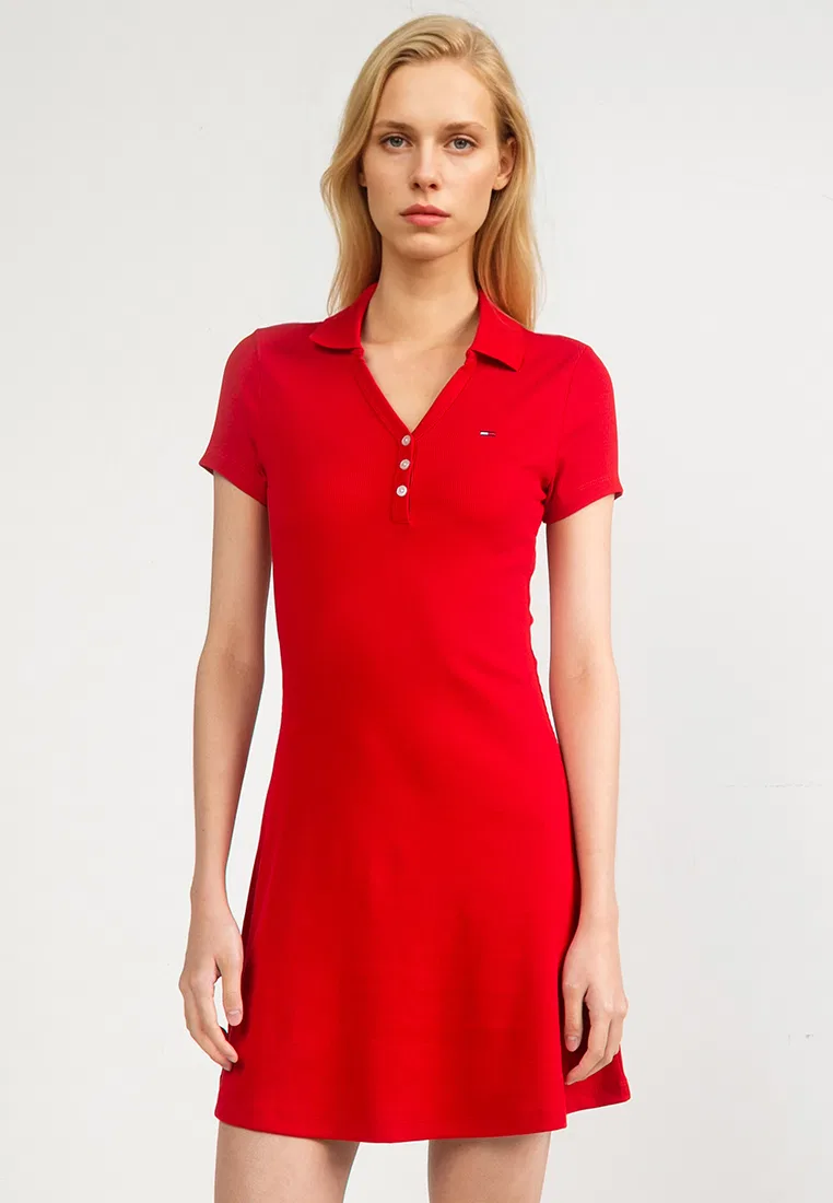 Платье-поло, ребристая ткань, Tjw F&F, синее Tommy Hilfiger