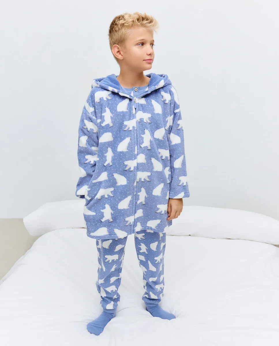 

Халат с застежкой-молнией и карманом для мальчика Cotton Juice, синий