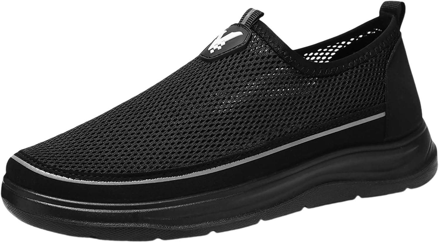 

Мужские слипоны IWIHMIV, повседневные спортивные кроссовки для мужчин, для ходьбы, дышащие, с сеткой, легкие, с мягкой подошвой, черный