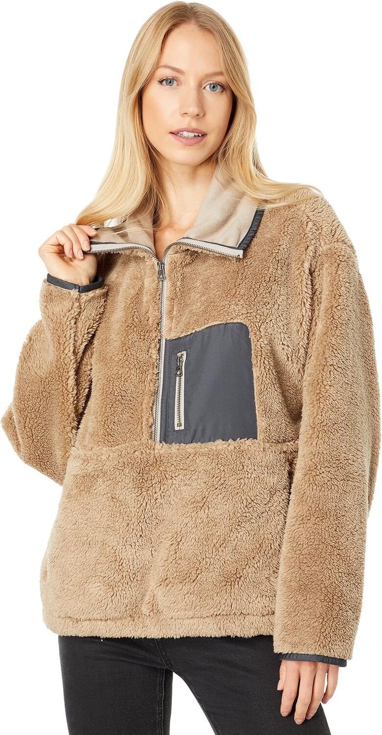 

Толстовка Dylan by True Grit Shearling Pocket 1/2 Zip Pullover w/ Charcoal Trim, цвет Birch