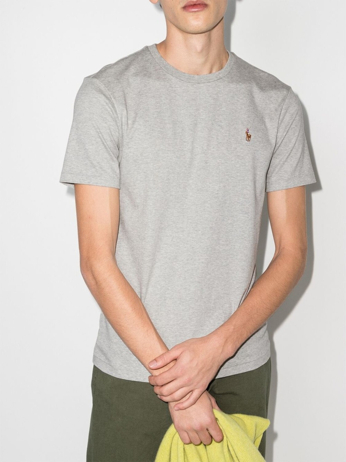Polo Ralph Lauren футболка с вышитым логотипом, серый — фото 2