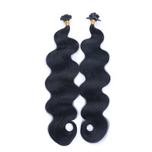 Волнистые наращиваемые волосы Keratin Bonding 50 см, черные Haar-Profi — фото 4