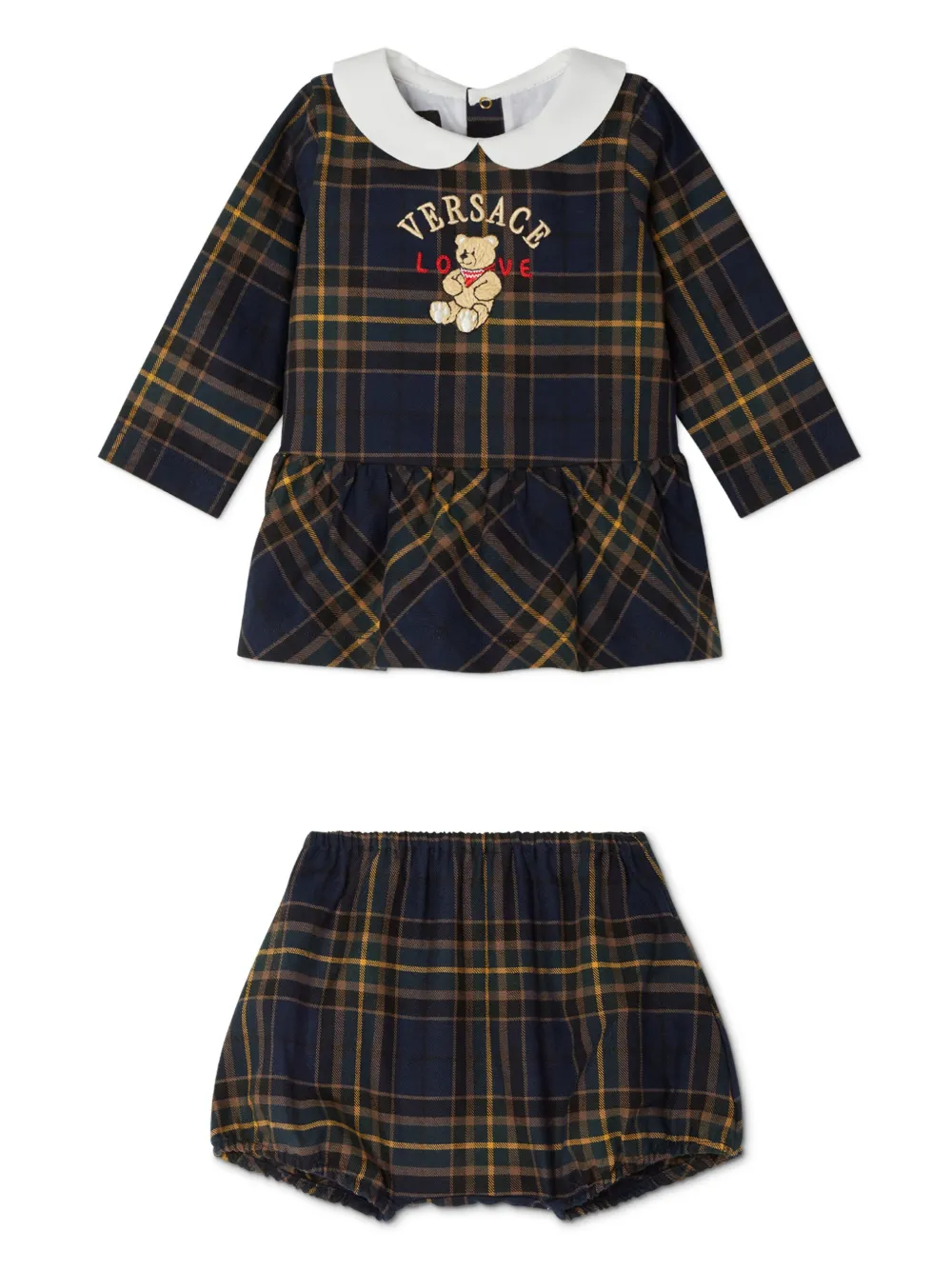 

Комплект Tartan Love Teddy из платья и блумеров Versace Kids, синий
