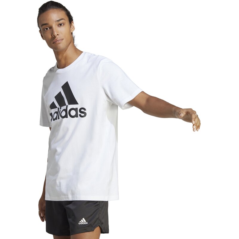 Футболка первой необходимости, одинарный джерси, большой логотип Adidas, белый — фото 2