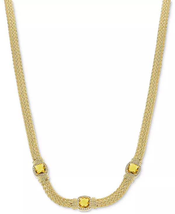 

Ожерелье-Воротник длиной 18 дюймов с цитрином (5-1/4 карата, tw) и белым топазом (7/8 карата, tw) из стерлингового серебра с позолотой 14 карат Macy'S, citrine