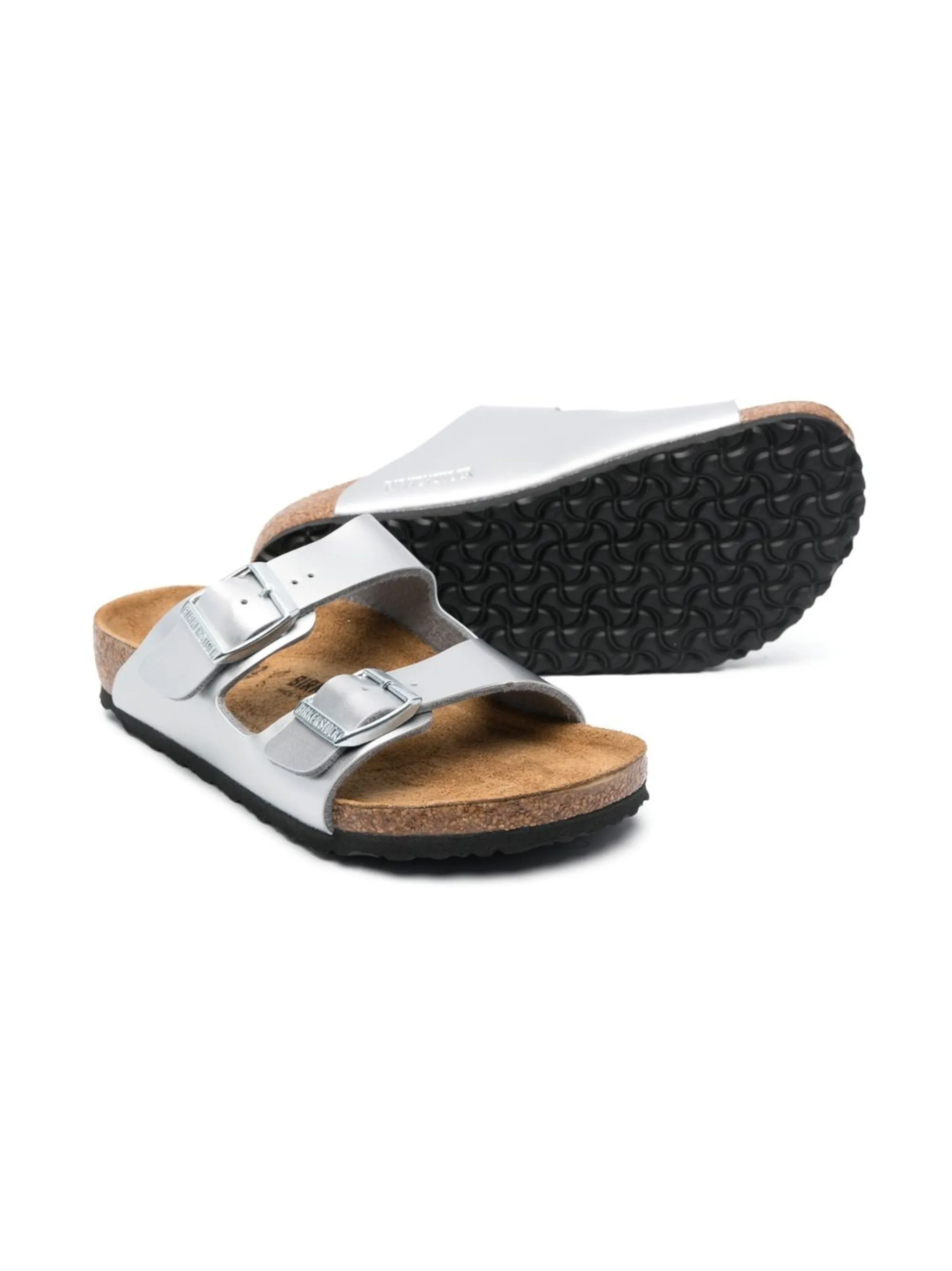 Сандалии Arizona с эффектом металлик Birkenstock Kids, серый — фото 2