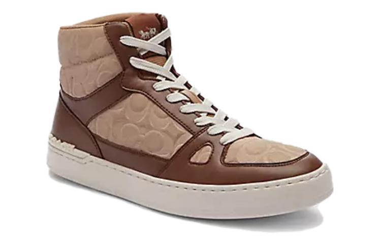 Высокие скейтерские кеды мужские коричневые COACH — фото 3